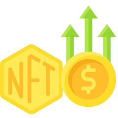 Increasing price icon, NFT related vector illustration