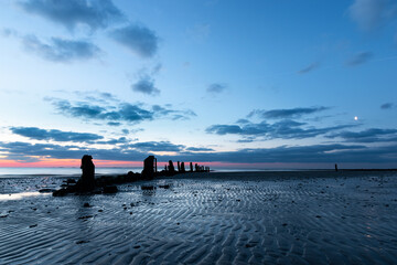 mudflat at low tide in the early morning