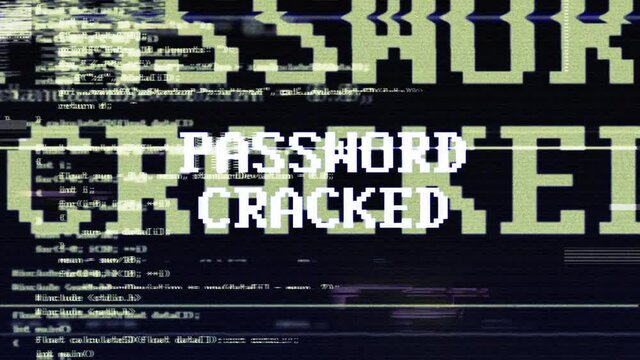 PASSWORD CRACKED Glitch Text with Alpha Matte, Loop
