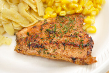 Fresh Fried Salmon Fish Served on a Dinner Plate
