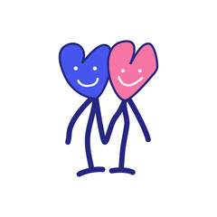 Cute love heart element for valentines day. Vector doodle romantic clipart for greeting card, poster, print and other design 