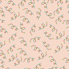 Seamless pattern with colorful garland on the light brown backgrownd