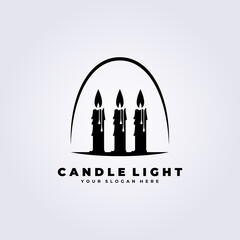 Vintage candle light flame logo vector illustration design