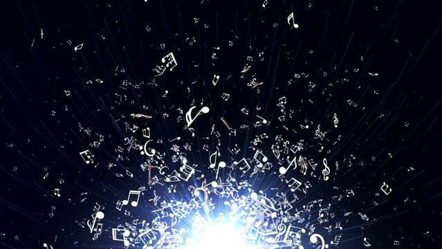 Flying Musical Notes Animation, Rendering, Background, Loop, 4k
