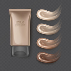 Foundation cream, Cosmetic concealer. Realistic brown cream texture for makeup, vector format