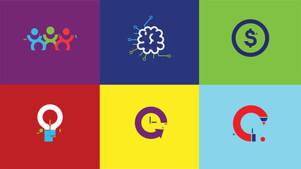 Illustration of business icons set concept in flat design