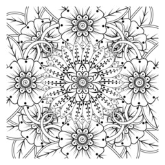 Circular pattern in form of mandala for Henna, Mehndi, tattoo, decoration. Decorative ornament in ethnic oriental style. Coloring book page.