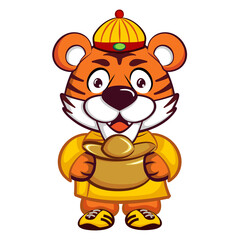 tiger character illustration mascot vector carrying gold money