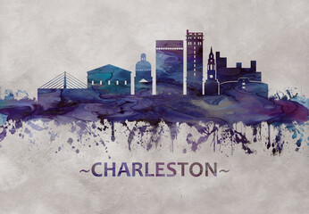 Charleston South Carolina skyline - obrazy, fototapety, plakaty