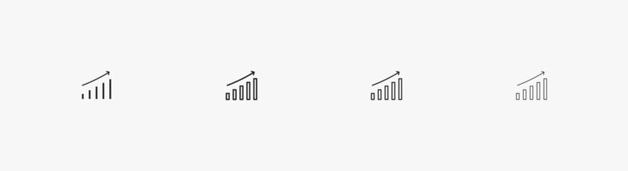 Ascending bar chart icon vector. Flat trading and finance isolated symbol