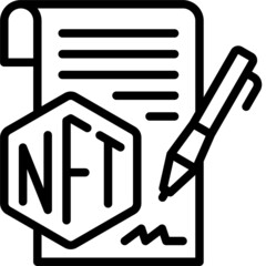 Sign contract icon, NFT related vector illustration