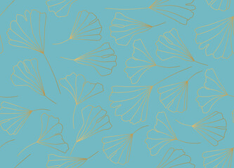 Naklejka na ściany i meble golden gingko leaves seamless pattern- vector illustration