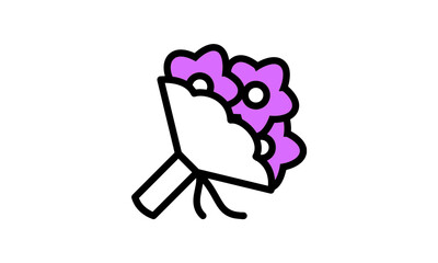 wedding icon simple monoline style color isolated background