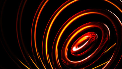 abstract orange metal rings circles 3D rendering