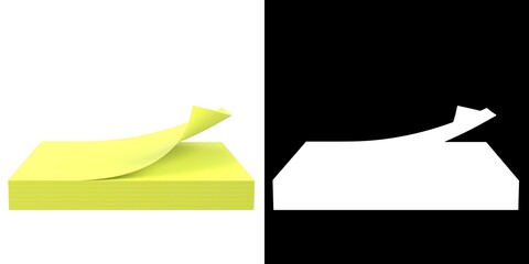 3D rendering illustration of a memo note block