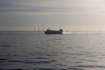 A Hovercraft in the Solent near Portsmouth, England