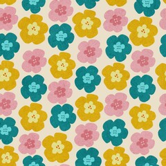 seamless pattern with colourful flowers