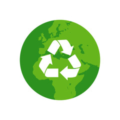 World recycle and ecology concept flat vector illustration.