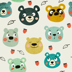 seamless pattern with funny bears