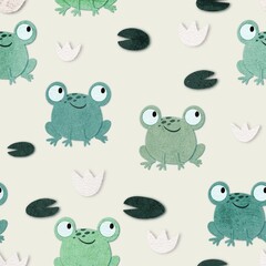 Pattern with funny cartoon frogs