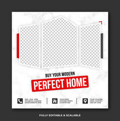 Social media post template for real estate agency fully editable vector template