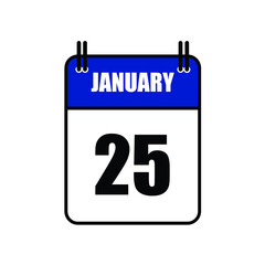 January 25 Calendar Icon Vector Illustration . Date , Day Of Mouth 