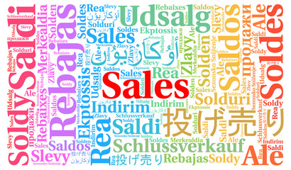 Fototapeta premium Sales in different languages word cloud concept 