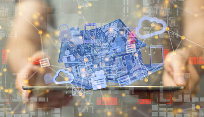 house. data Big data visualization background.Abstract technology