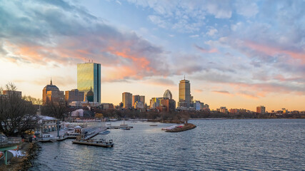 Downtown Boston city skyline  cityscape of Massachusetts in United States