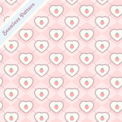 seamless pattern with pink strawberries