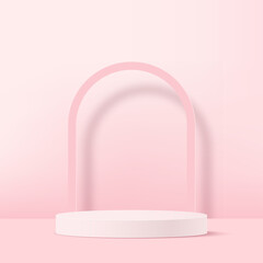 Abstract background with pink podium for presentation. Vector