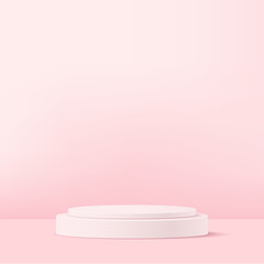 Abstract background with pink podium for presentation. Vector