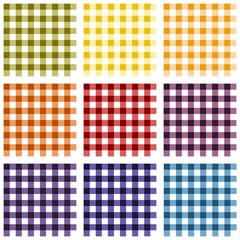 Colorful seamless plaid tablecloth gingham pattern collection on the white background. Vector illustration.	