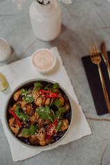 mussel popcorn with cream sauce

