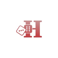 Letter H with dice two icon logo template