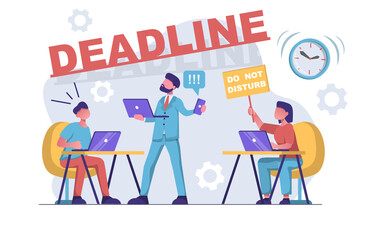 Deadline. Businessmen are nervous and trying to finish work on time