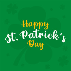 Happy Saint Patrick's day lettering design concept. St. Patricks logo template.