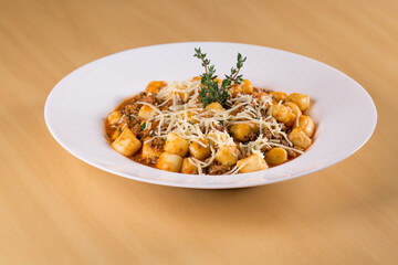 Italian potato gnocchi with bolognese sauce