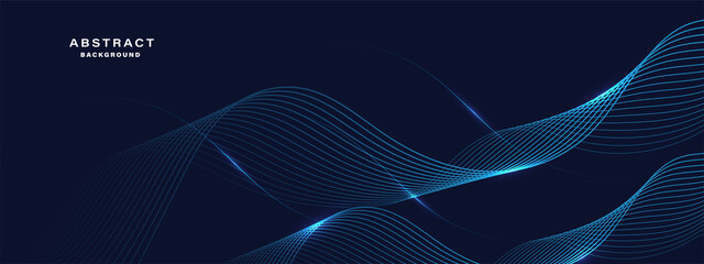 Abstract blue background with flowing lines. Dynamic waves. vector illustration.	