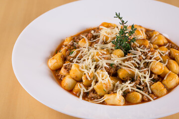 Italian potato gnocchi with bolognese sauce