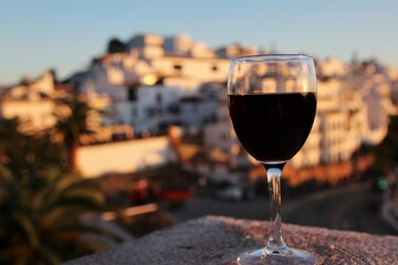 Glass of red wine on the terrace