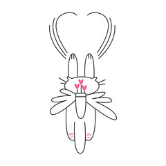 Funny valentines cupid cat scratches the heart on the wall.