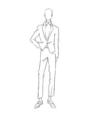 Fashion man. Set of fashionable men's sketches on a white background. Spring men.
