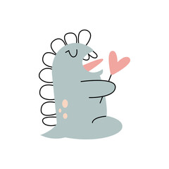 Valentine baby dino with heart lollipop.