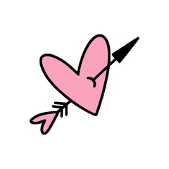 An icon of the cute heart with arrow in it.