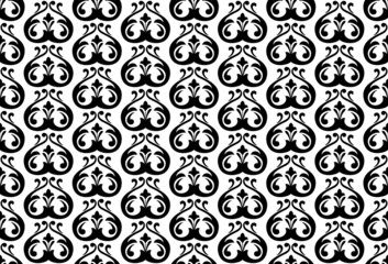 Flower geometric pattern. Seamless vector background. White and black ornament