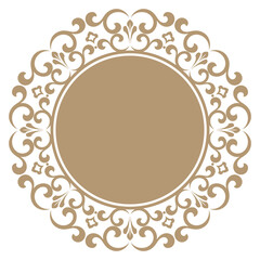Decorative frame Elegant vector element for design in Eastern style, place for text. Floral beige and white border. Lace illustration for invitations and greeting cards