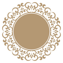 Decorative frame Elegant vector element for design in Eastern style, place for text. Floral beige and white border. Lace illustration for invitations and greeting cards