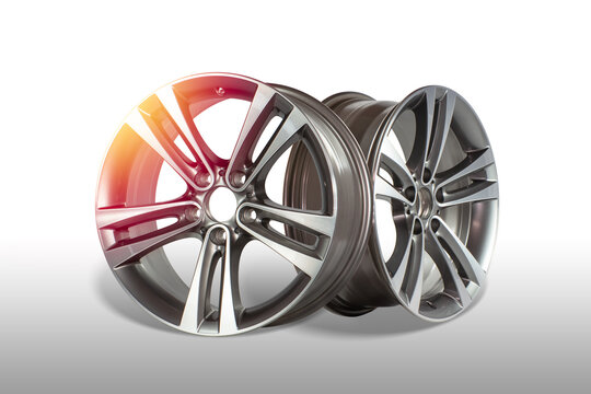 Two aloy wheel rims isolated on white background.