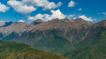 panorama of the mountain peaks of krasnaya polyana